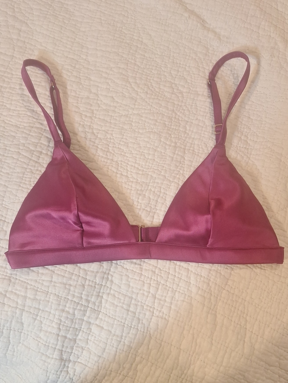 Victoria's Secret Magenta Satin Triangle Bralette Wireless Front Clasp XS